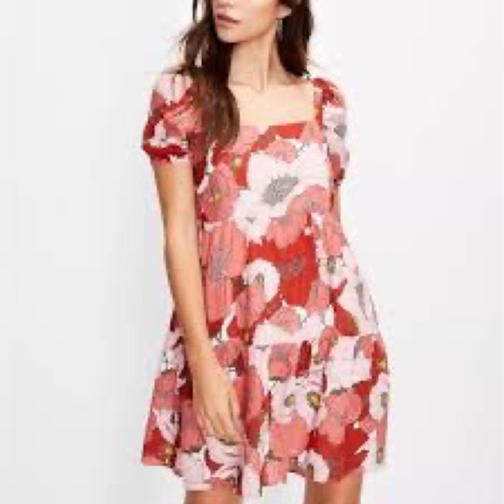 Loft Poppy Square Neck Puff Sleeve Babydoll Dress